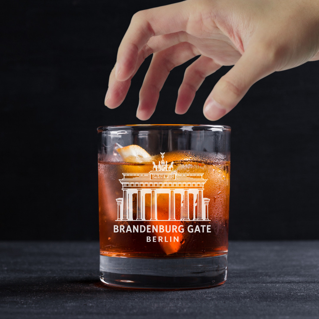Custom Engraved Brandenburg Gate Berlin Whiskey Glass – 11 oz Standard Rocks
