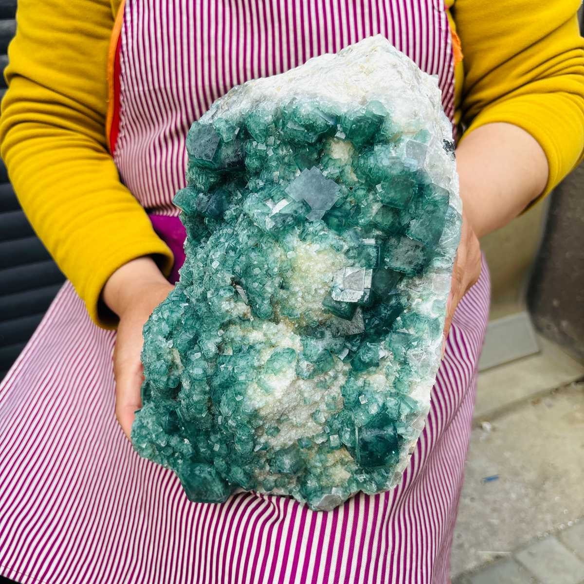 14.14 LB Large Natural Green Fluorite Crystal Cluster Healing Specimen 4136