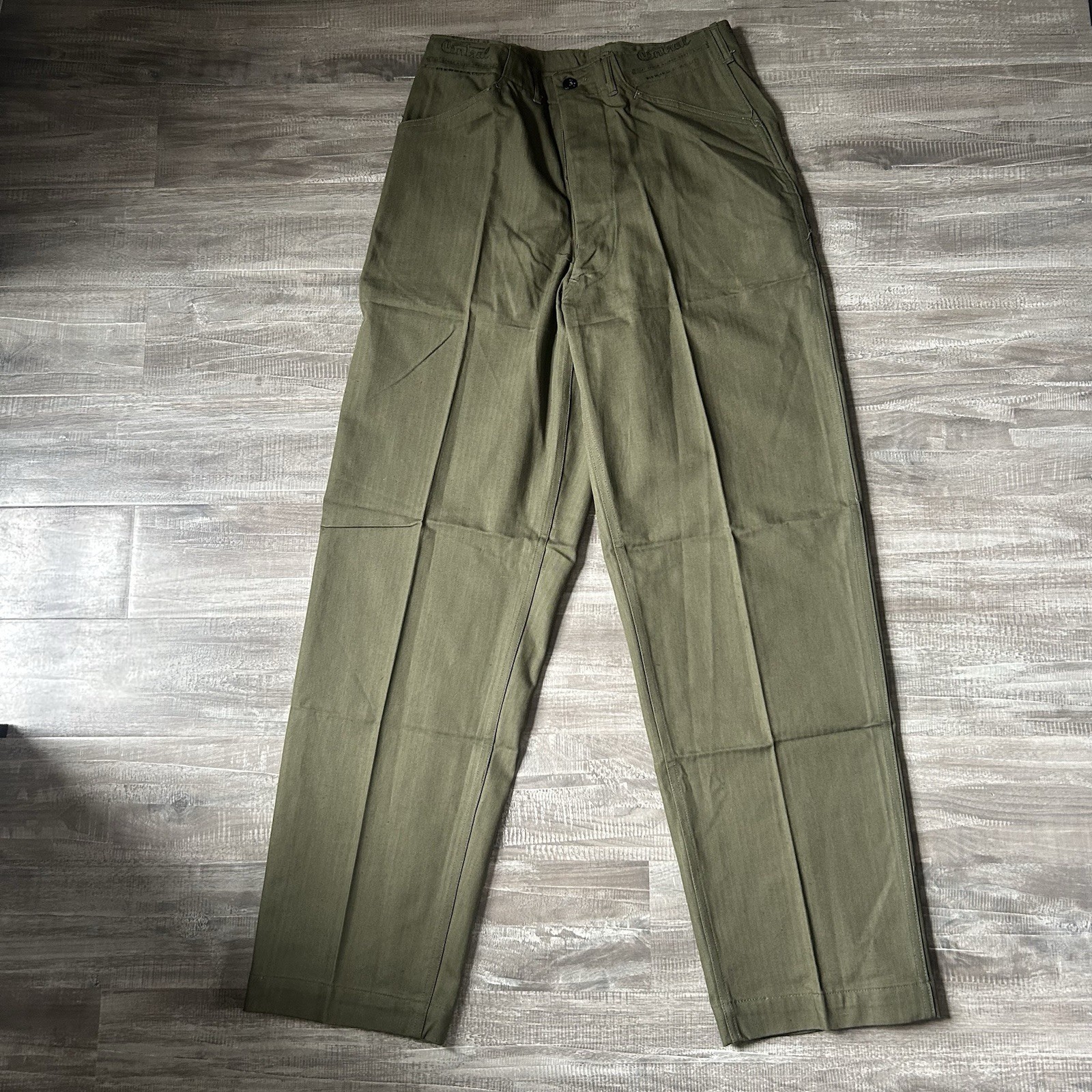 Vintage 1940s WW2 US Navy N3 HBT Trousers Pants Stamped 34x33 Fits 32x33 USN Vintage 1940s WW2 US Navy N3 HBT Trousers Pants Stamped 34x33 Fits 32x33 USN