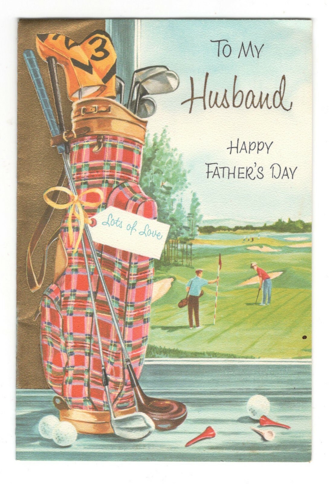 GOLF CLUBS GOLF COURSE Vintage Norcross Father\'s Day Greeting Card 1950\'s GC10
