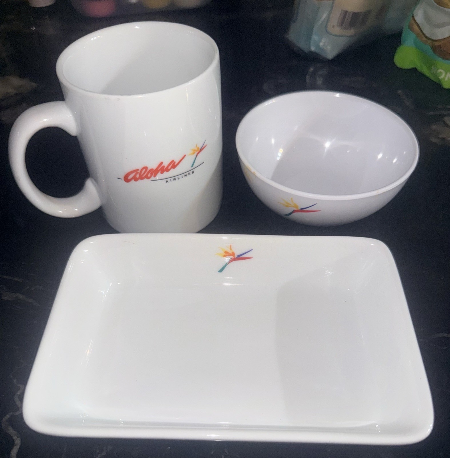 Vintage Aloha Airlines First Class Dishes Breakfast Snack Set Birds Of Paradise Vintage Aloha Airlines First Class Dishes Breakfast Snack Set Birds Of Paradise
