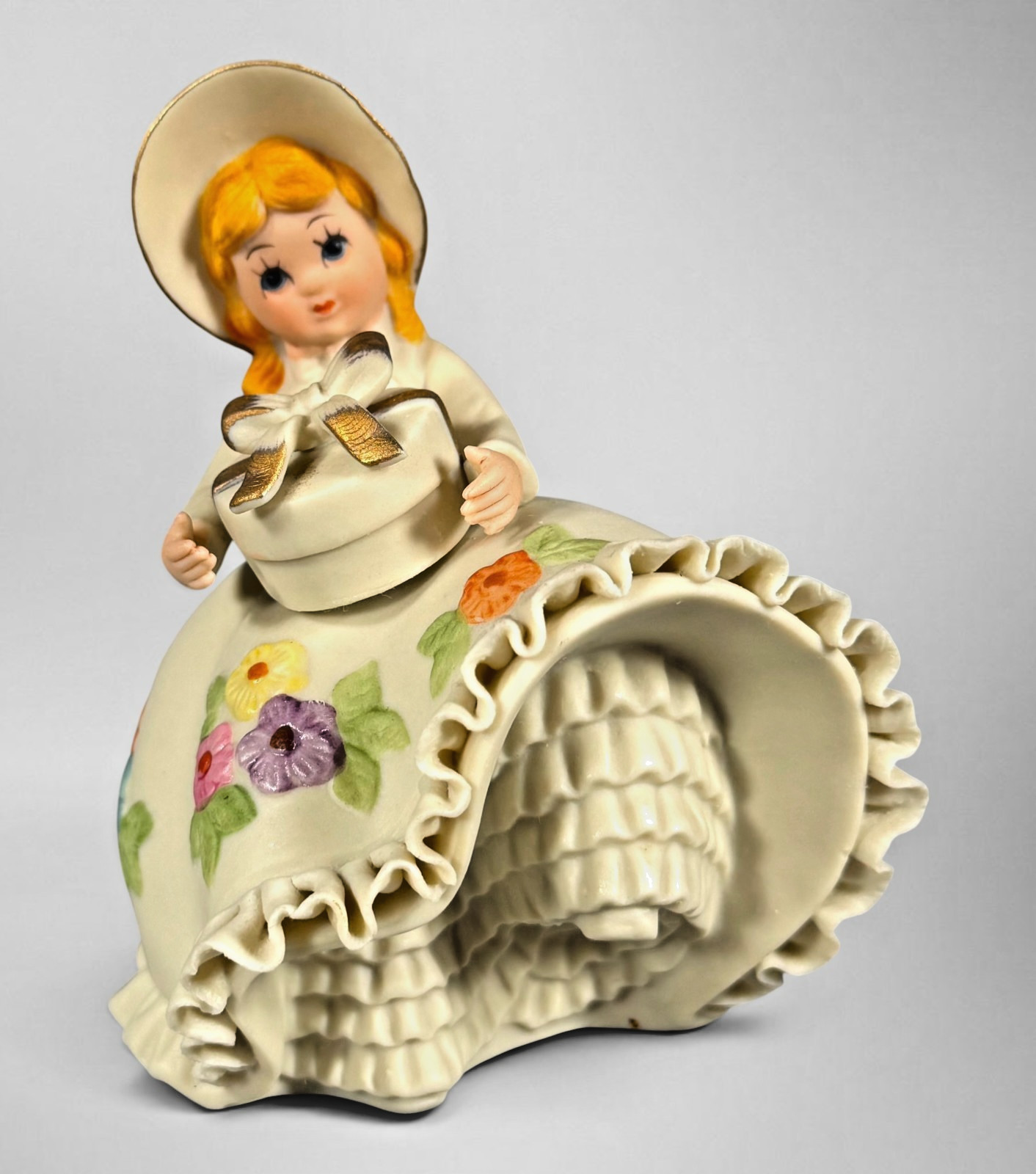 Vintage Lefton Bloomer Girl KW797 Bisque Porcelain Figurine Japan Amelia