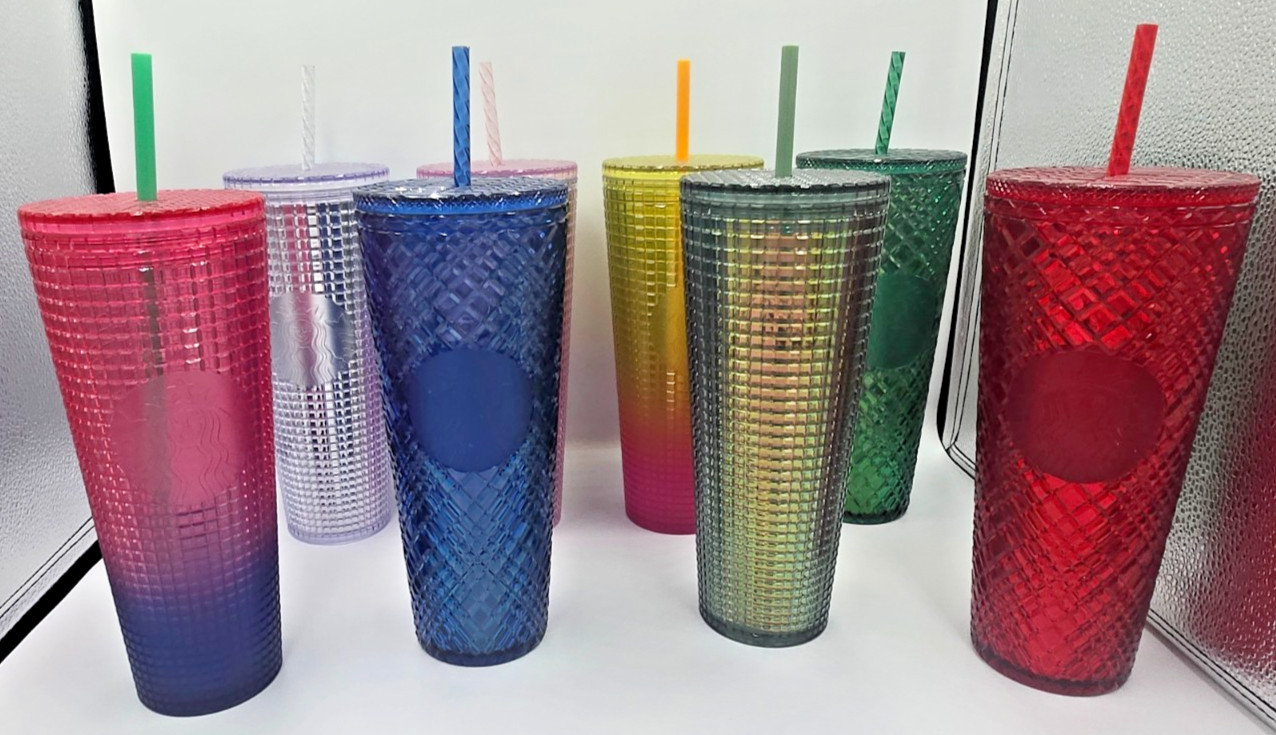 Starbucks Textured Cup Tumbler 8 Lot Coffee Collectible Multi-Color 24 OZ Straws Starbucks Textured Cup Tumbler 8 Lot Coffee Collectible Multi-Color 24 OZ Straws