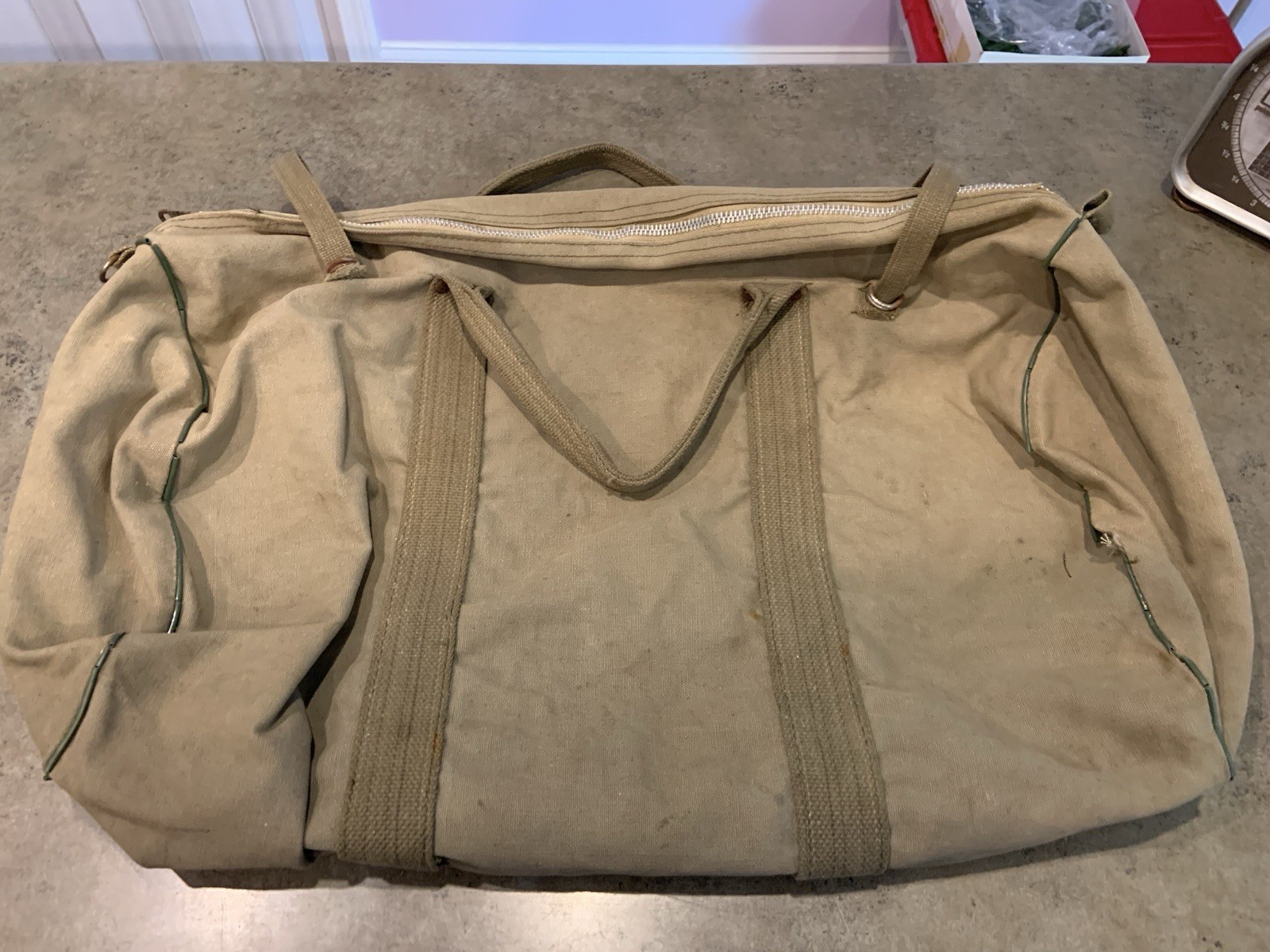 Vintage 1940s Military Aviator Bag Parachute Canvas Additional Top Straps