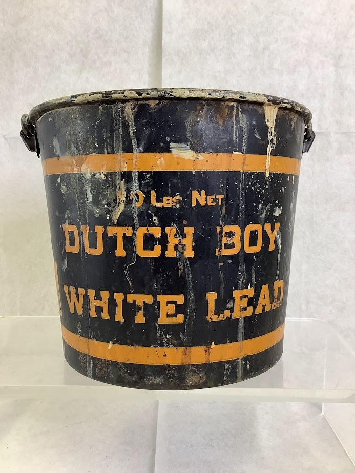 Dutch Boy White Lead Paint Bucket 50lbs with original Factory Batch Code