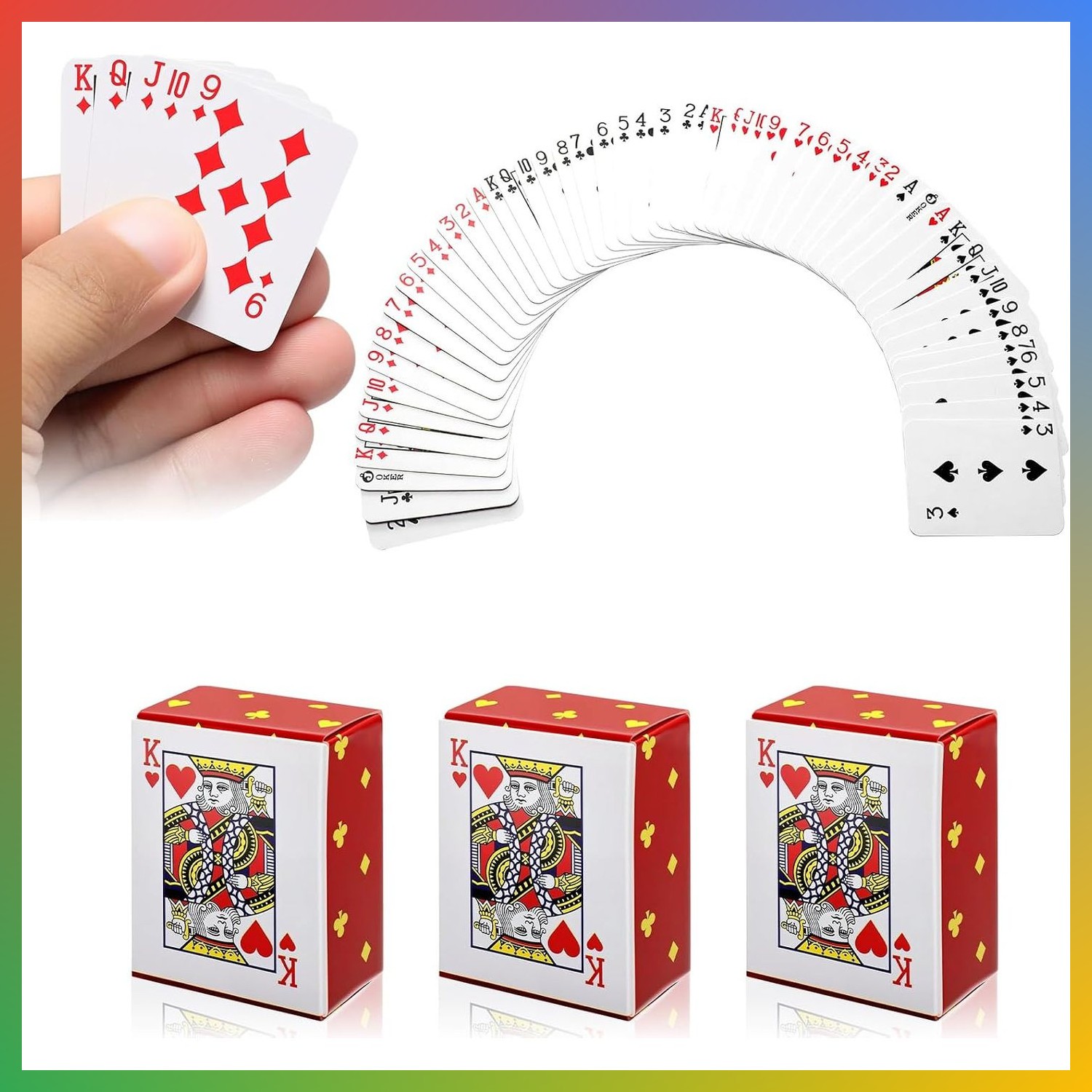 Mini Playing Cards 3 Pcs Travel Deck Small Portable Card Game Set Mini Playing Cards 3 Pcs Travel Deck Small Portable Card Game Set
