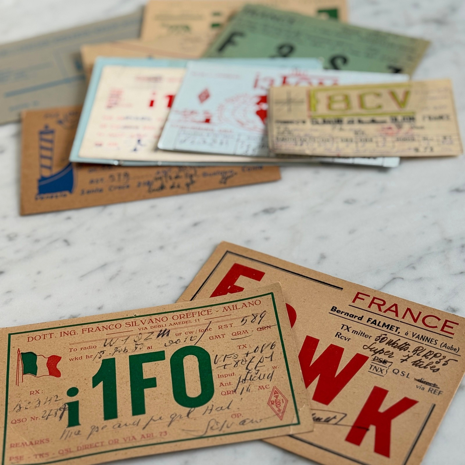 Mid Century France Italy QSL Radio Cards – European Postal Graphic Design