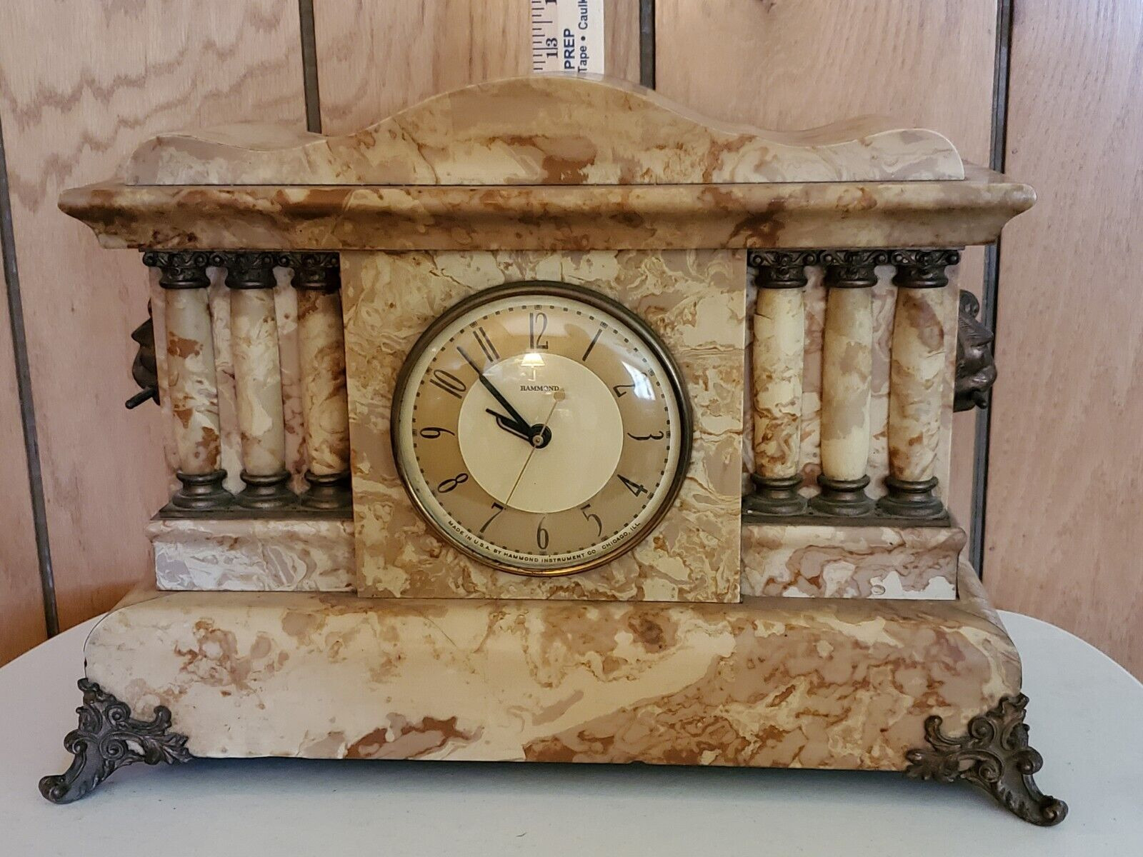 Antique ADAMANTINE “Six Column” Mantel Clock Case & Electric HAMMOND Movement