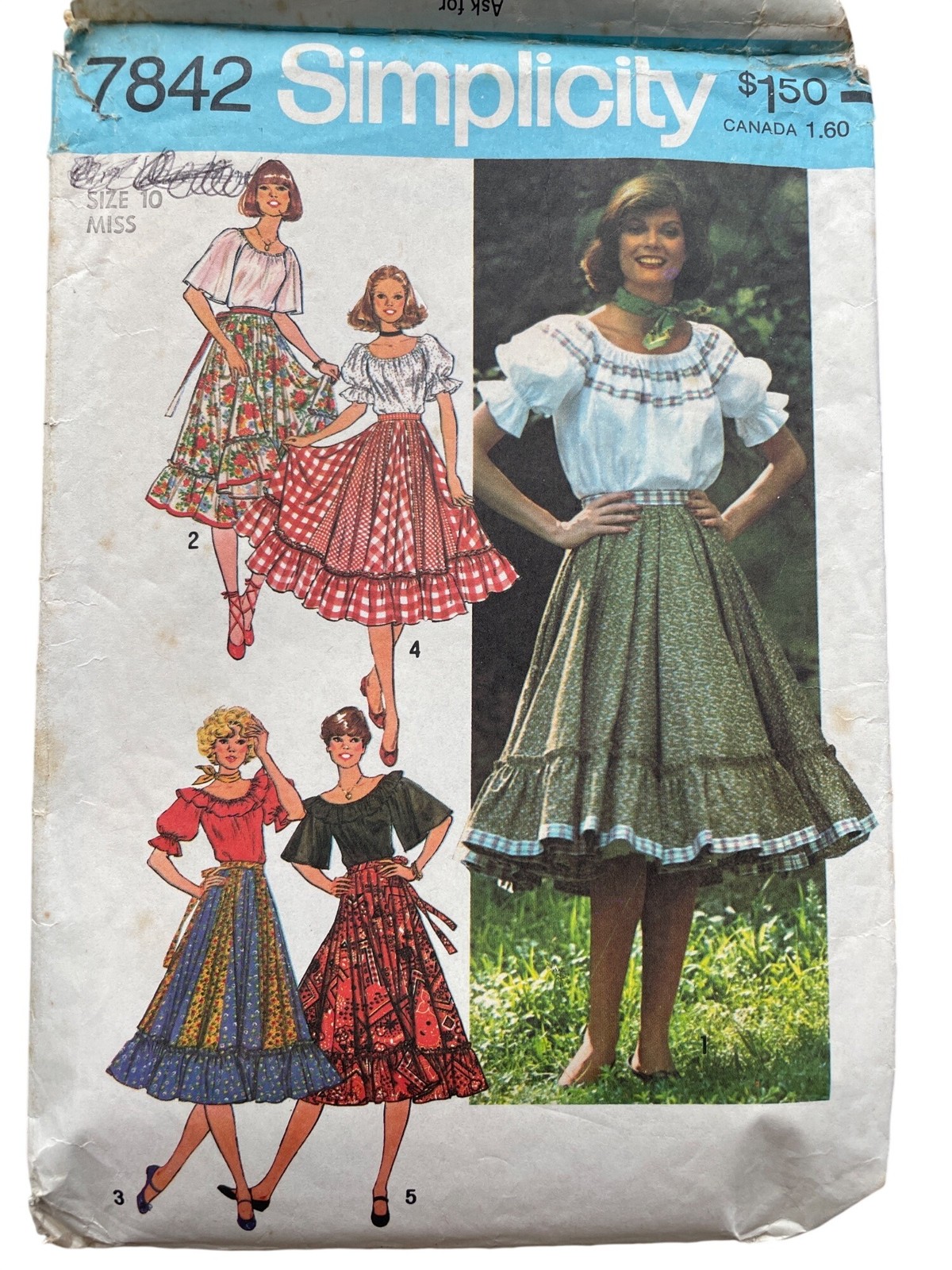 Vintage 70s Simplicity 7842 Sewing Pattern Size 10 Pullover Blouse & Skirt CUT Vintage 70s Simplicity 7842 Sewing Pattern Size 10 Pullover Blouse & Skirt CUT