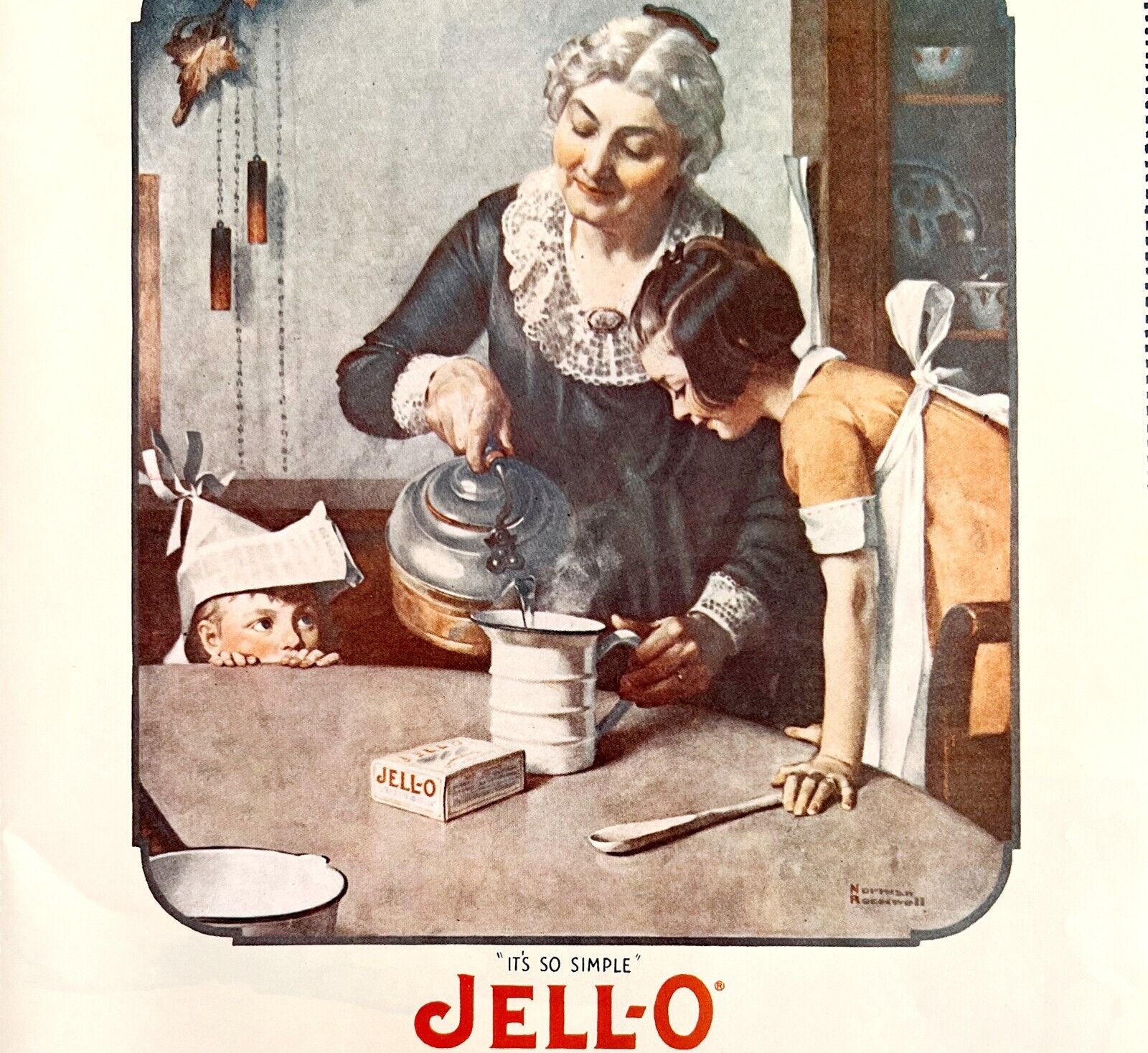 Jell-O Gelatin Norman Rockwell 1979 Advertisement Vintage Dessert GPF Co DWKK14