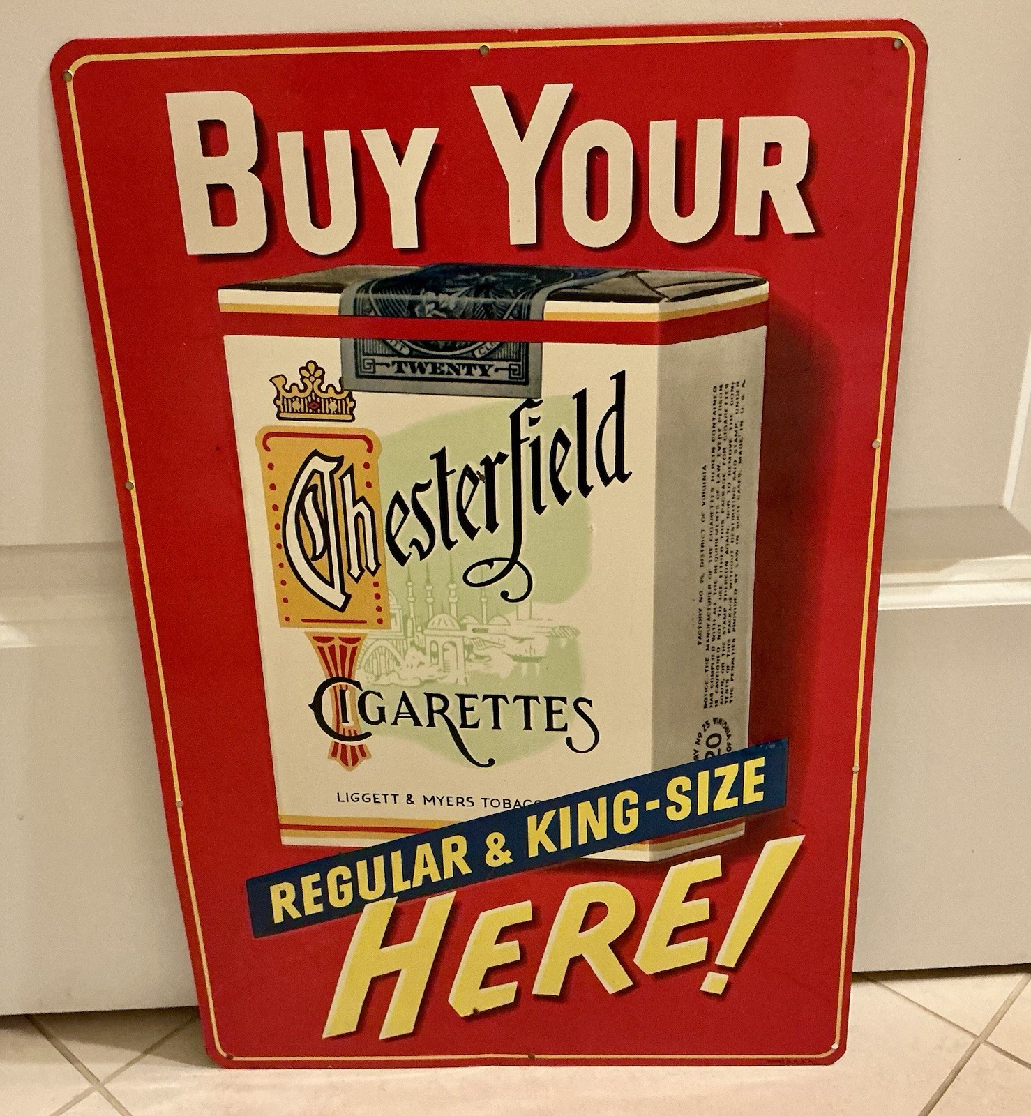 Antique Vintage vintage Chesterfield Cigarette Sign