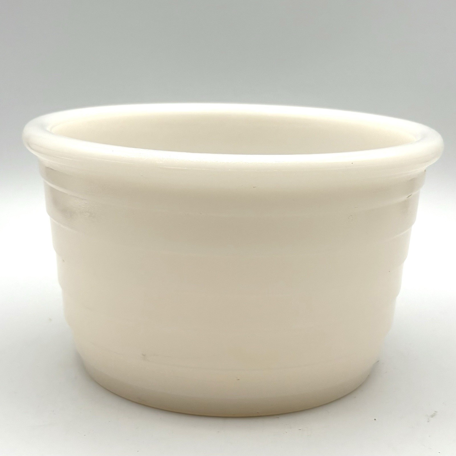 Vintage White Milk Glass Mixing Bowl Ribbed Side 6” Diameter Farm House