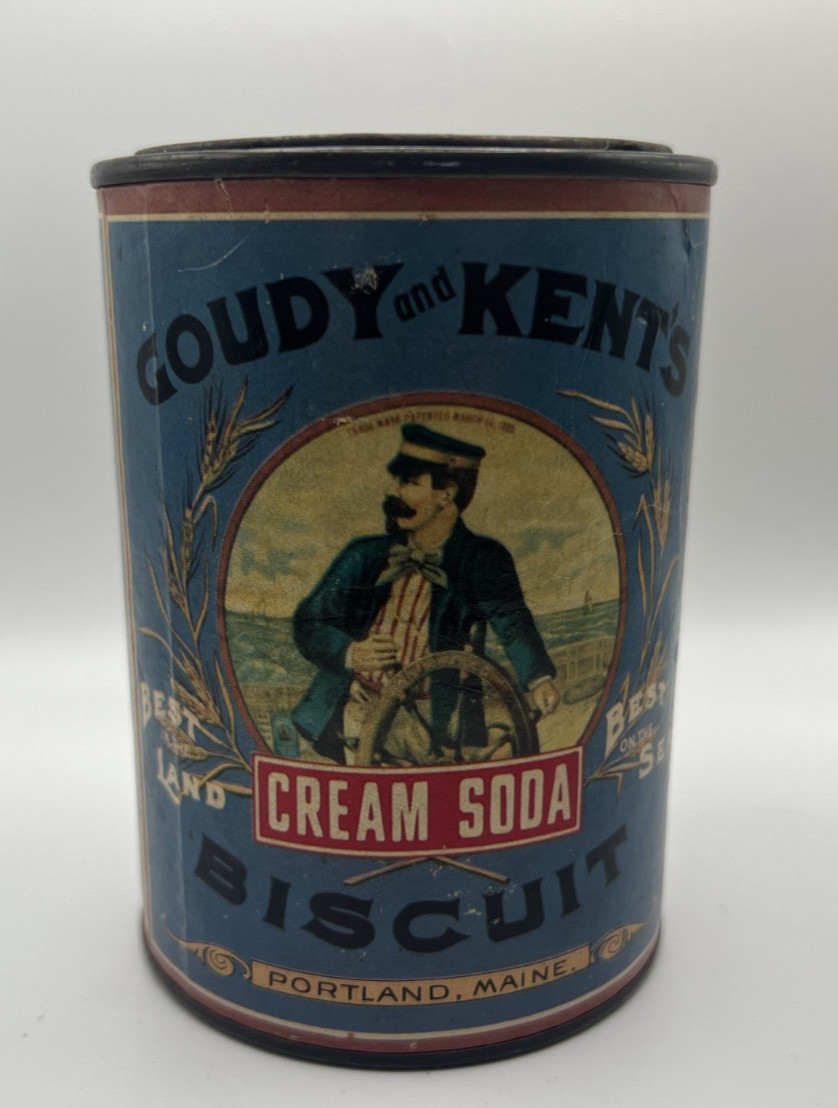 Antique 1940s Goudy & Kent’s Cream Soda Biscuit Portland, Maine Coin Bank