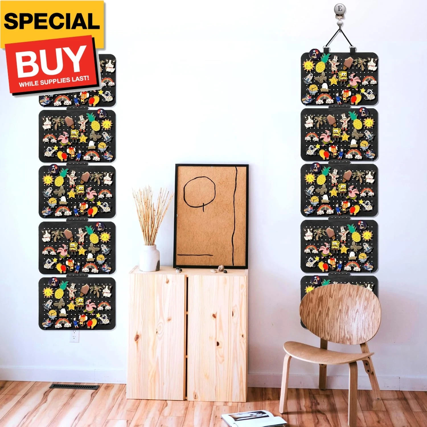 ⭐2-DAY SALE⭐ LOT OF (2) PIN COLLECTION DISPLAY BOARD HANGING / FOLDING STORAGE