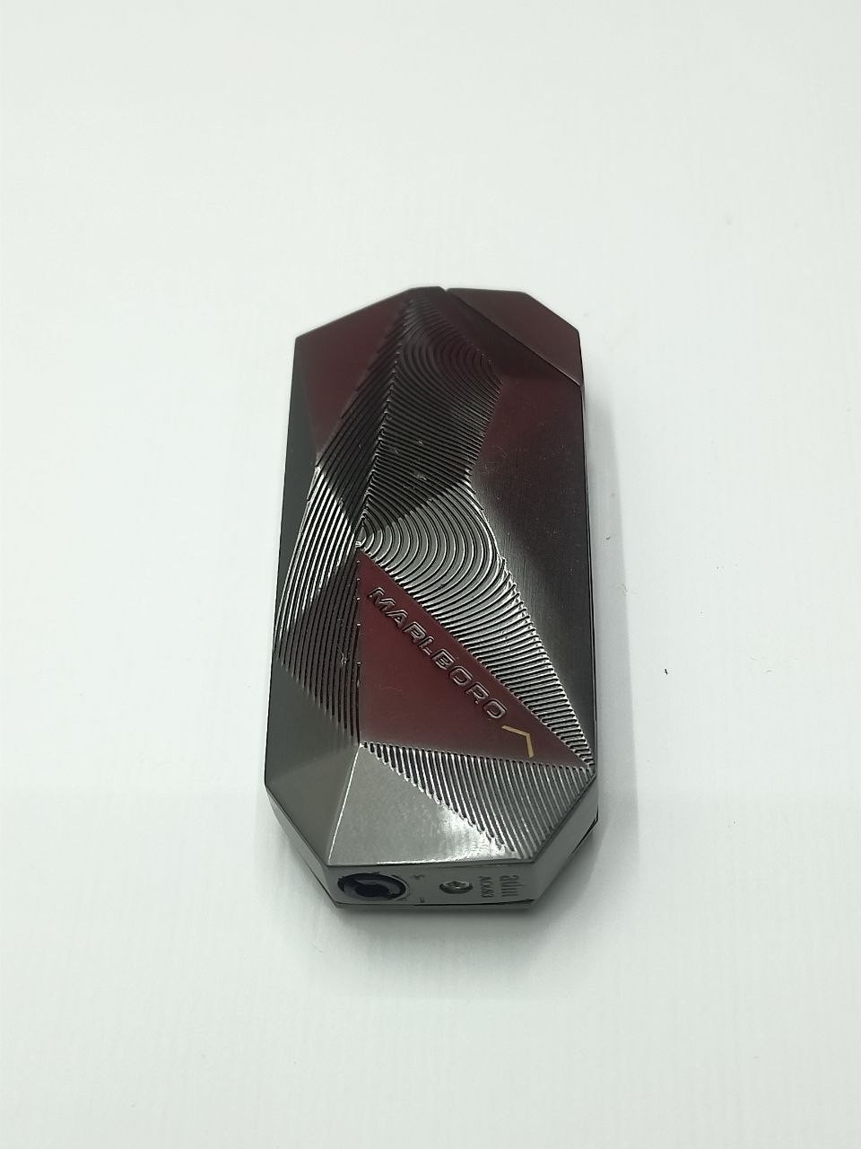 VTG 1990s Marlboro Cigarettes Metal Gas Lighter Geometric Steel Japan Style WORK