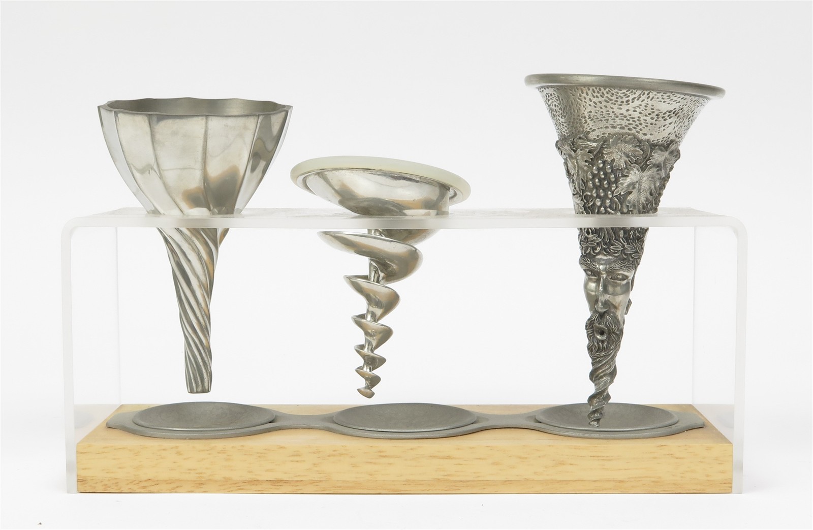 Royal Selangor Set of 3 Piece Fine Pewter Wine Funnel Aerators with Holder Royal Selangor Set of 3 Piece Fine Pewter Wine Funnel Aerators with Holder