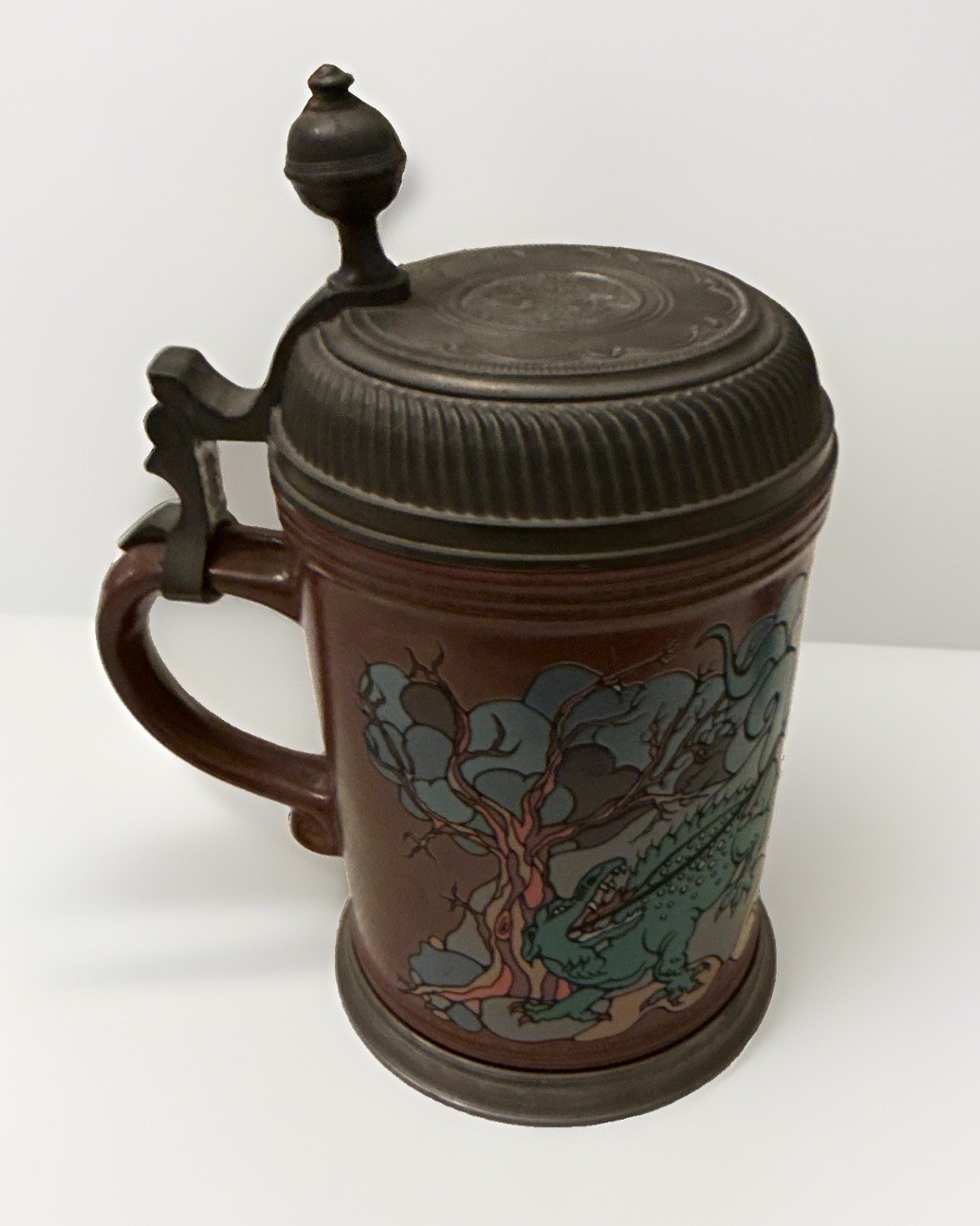 Gerz Patronat St. Georg German Lidded Beer Stein w/ COA Certificate