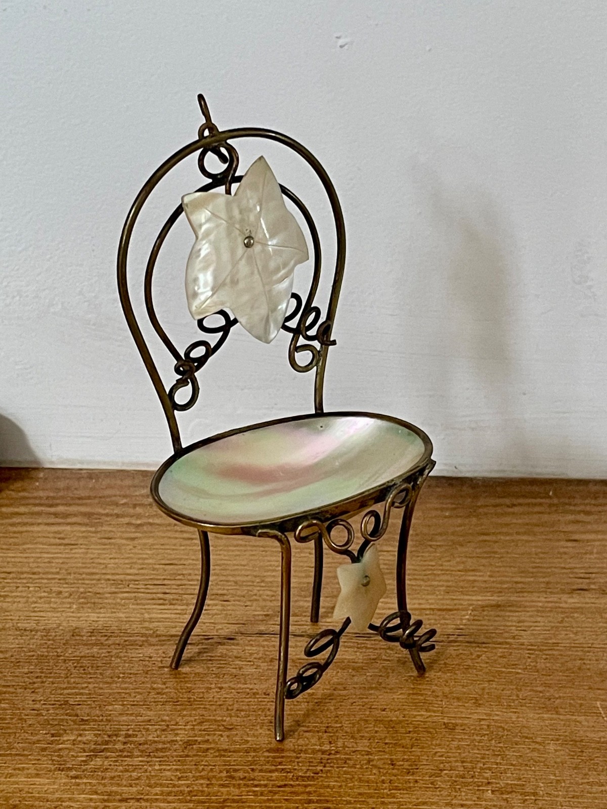 Antique French Palais Royal Mother of Pearl Chair Pocket Watch Trinket Holder Antique French Palais Royal Mother of Pearl Chair Pocket Watch Trinket Holder