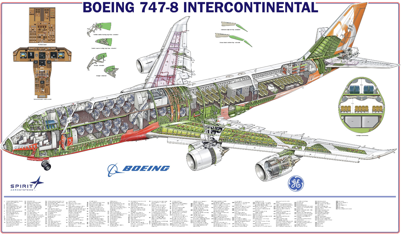 Boeing 747-8 ll cutaway Poster 24x36 in