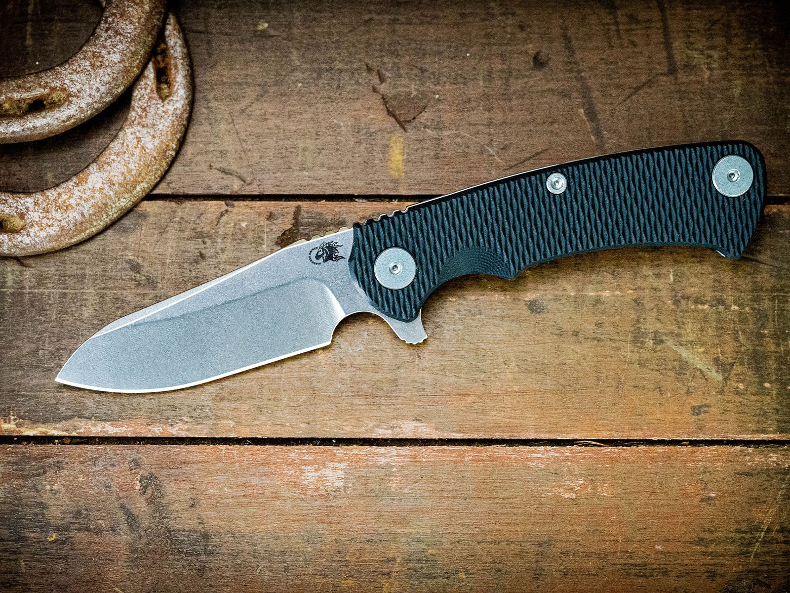 RICK HINDERER KNIVES USA SHEEPSFOOT PROJECT X BLACK G10 STONEWASH BLUE FINISH