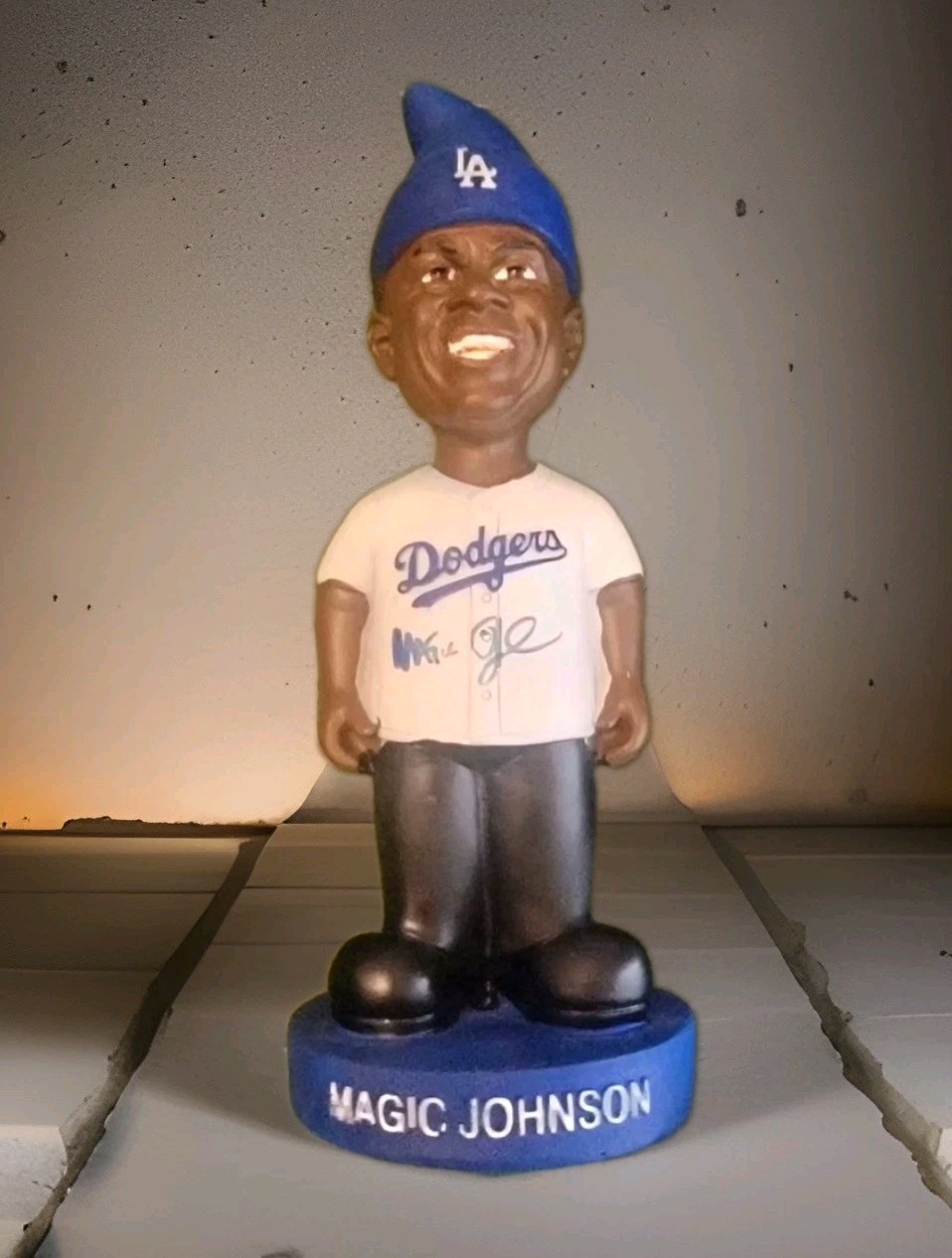 Dodgers Lakers Magic Johnson Autograph Signed Rare Gnome Bobblehead Beckett Wit