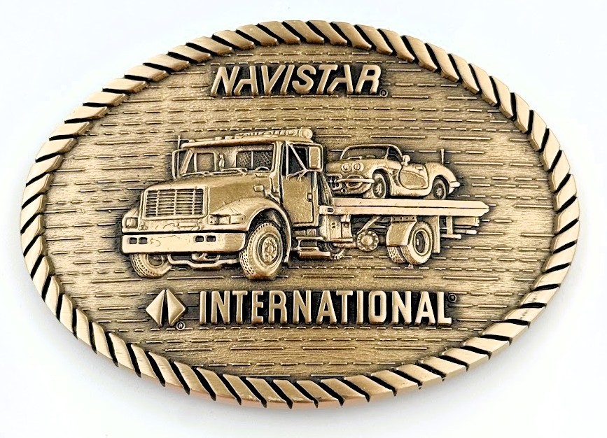 Vtg Navistar International Belt Buckle O C Tanner Solid Brass Truck Car Hauler