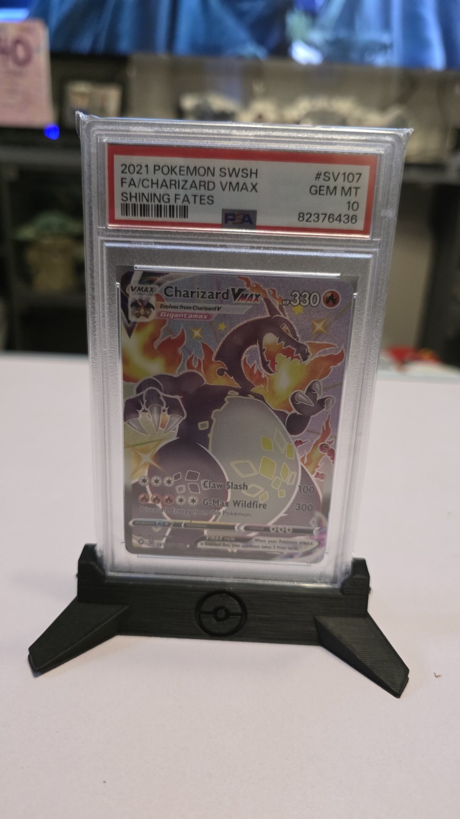 PSA 10 Charizard Vmax SV107/SV122 Pokemon Shining Fates Holo Graded Card