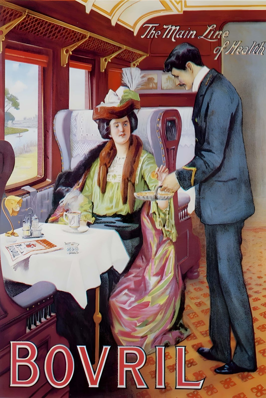 Bovril Vintage Ad Poster - 1900s Train Dining Experience 🚂🖼️ 24x36”