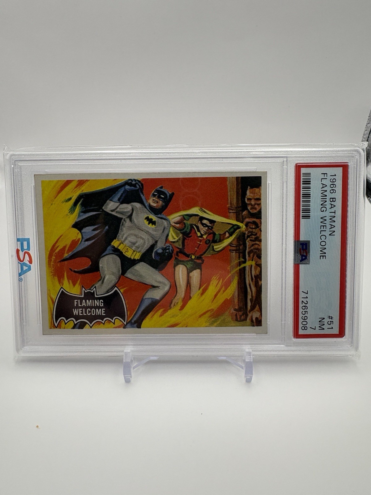 1966 Topps Batman Flaming Welcome #51 PSA7 Beautiful Copy