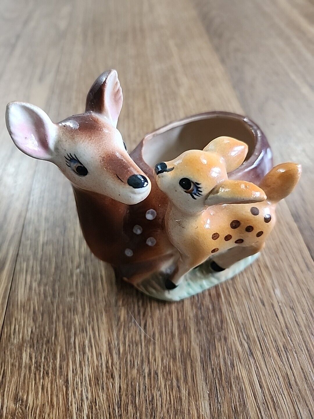 Vintage MCM Mama And Baby Deer Ceramic Planter Made In Japan