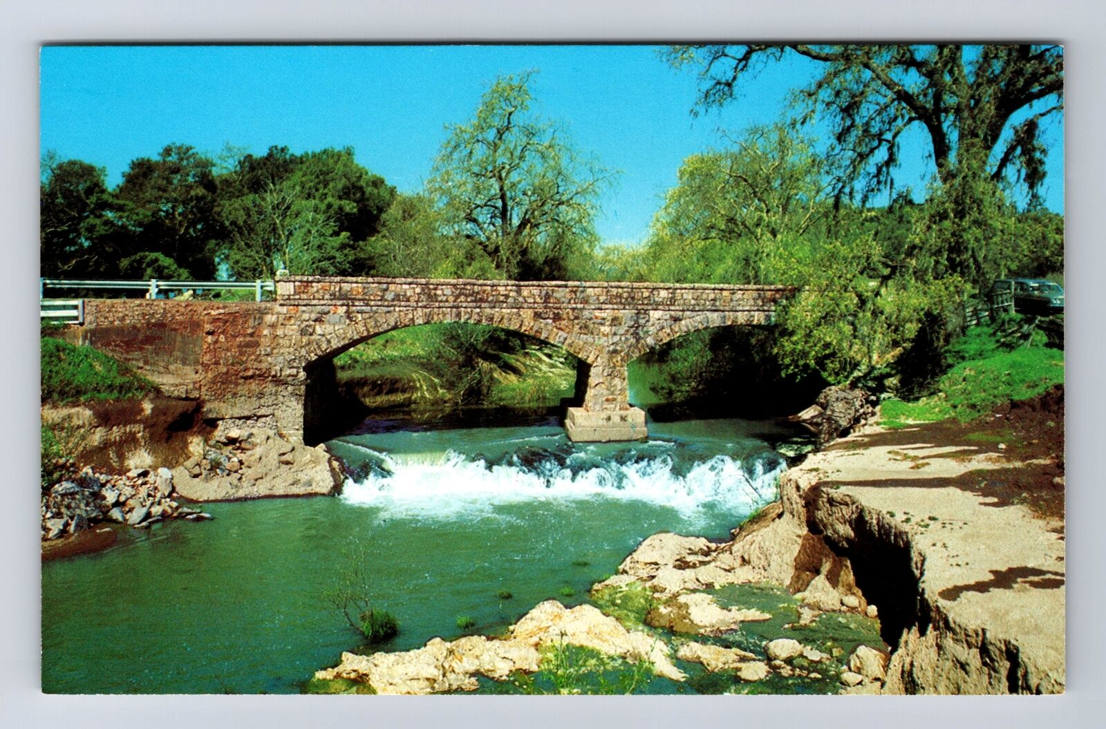 Napa CA-California, Old Stone Bridge over Napa River, Vintage Souvenir Postcard