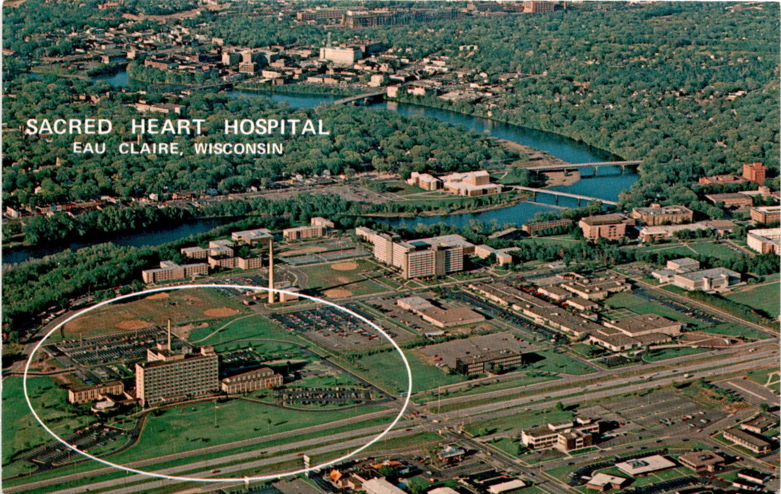 Sacred Heart Hospital, Eau Claire, Wisconsin, modern, 353-bed Postcard