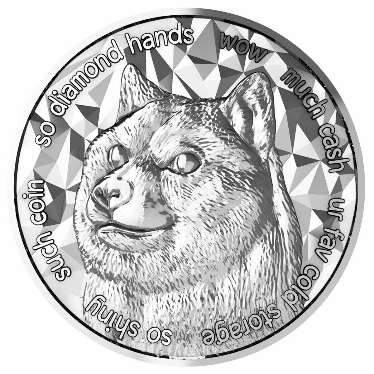 2021 Dogecoin 1oz 999 Fine Silver Coin Round Doge Blockchain Mint Crypto