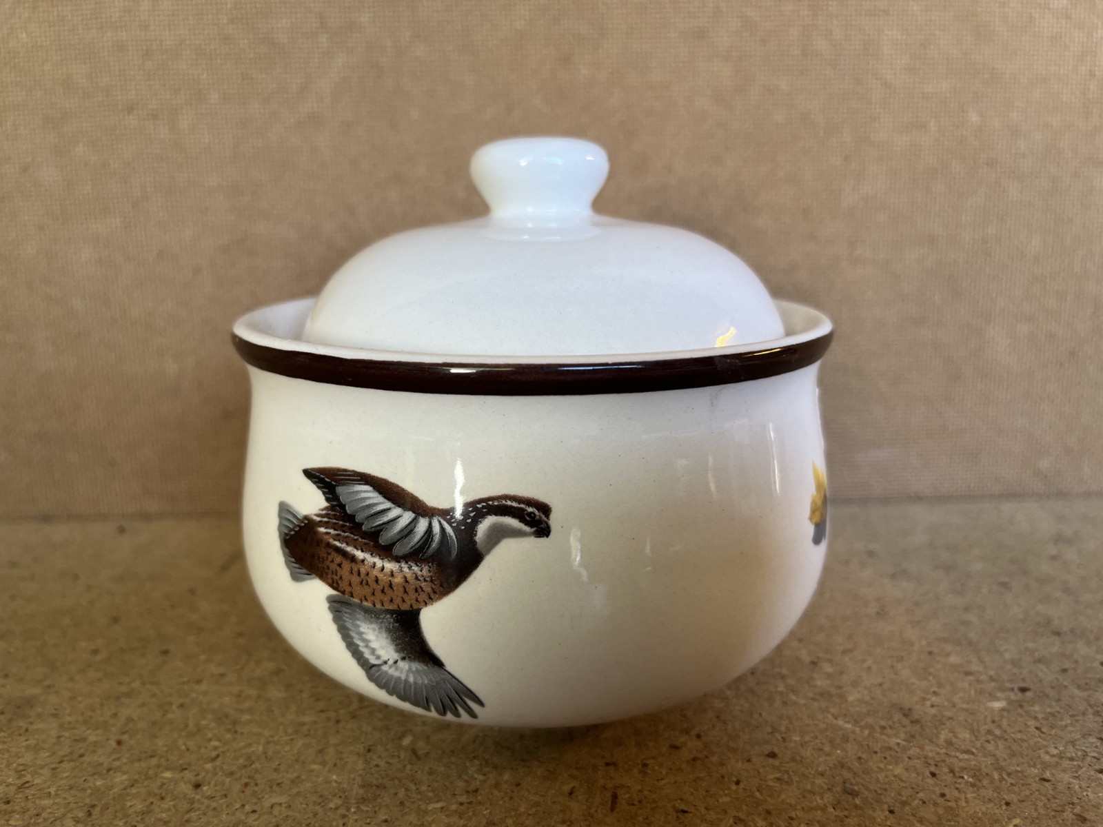 Vtg  Big Sky Carvers Uplands Covered Sugar Bowl Game Birds Phillip Crowe M28