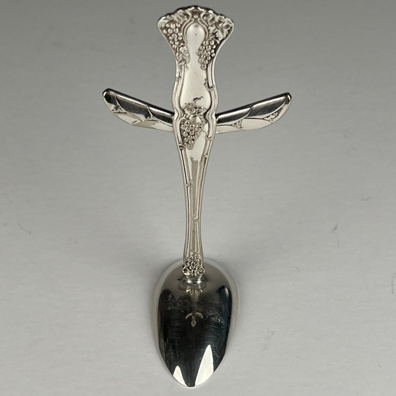 Antique Spoon Cross 1847 Rogers Bros RARE Silver Plate Grape Vine Hand Crafted