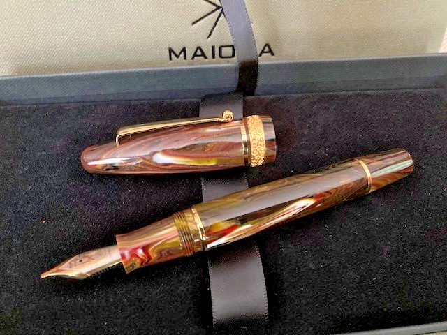 Maiora Ultra Ogiva Golden Age 2.0 Fire/Gold Fountain Pen (1.1 Stub) New W/Box