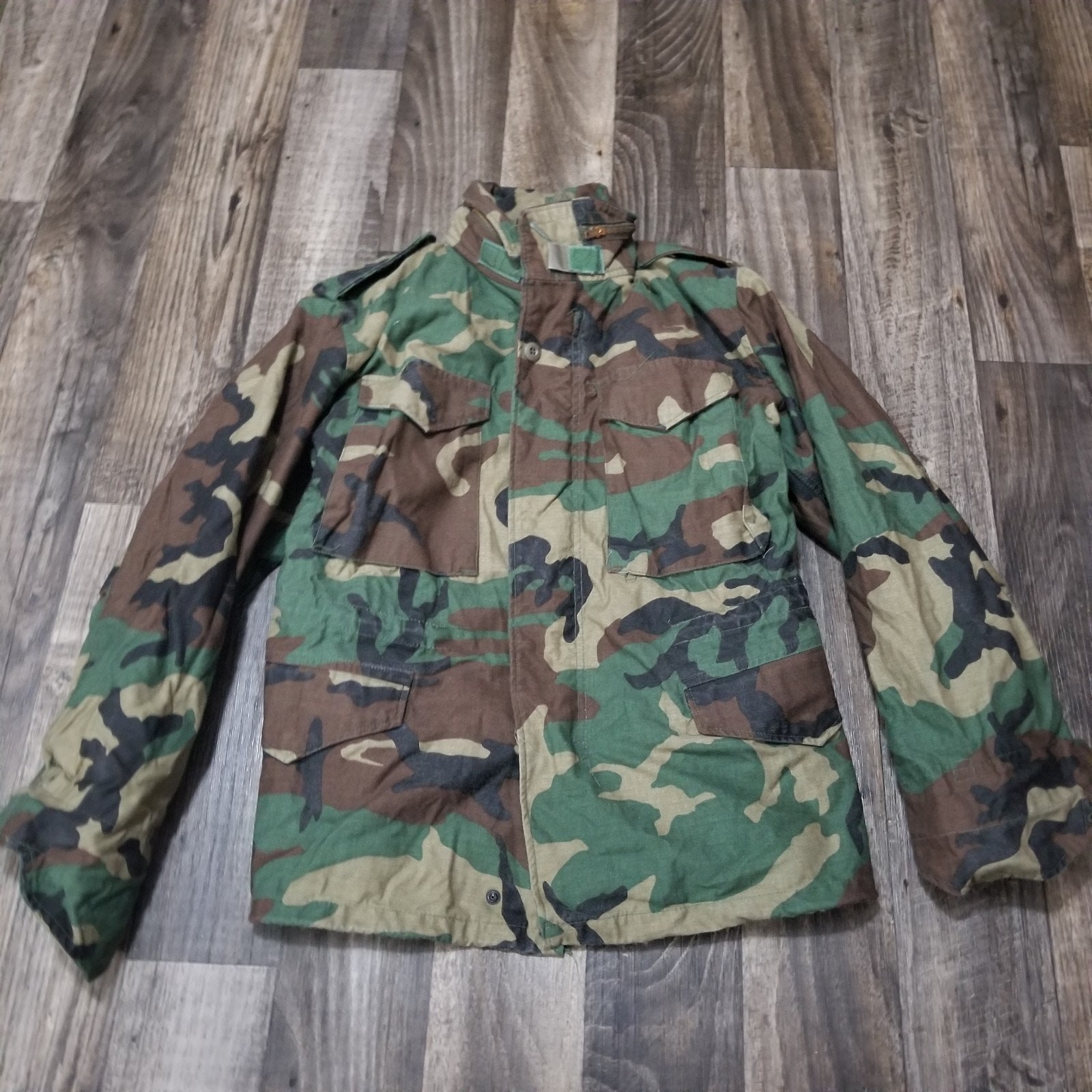 Vintage US Military Cold Weather Woodland Parka Small Short Camo 1984 80s