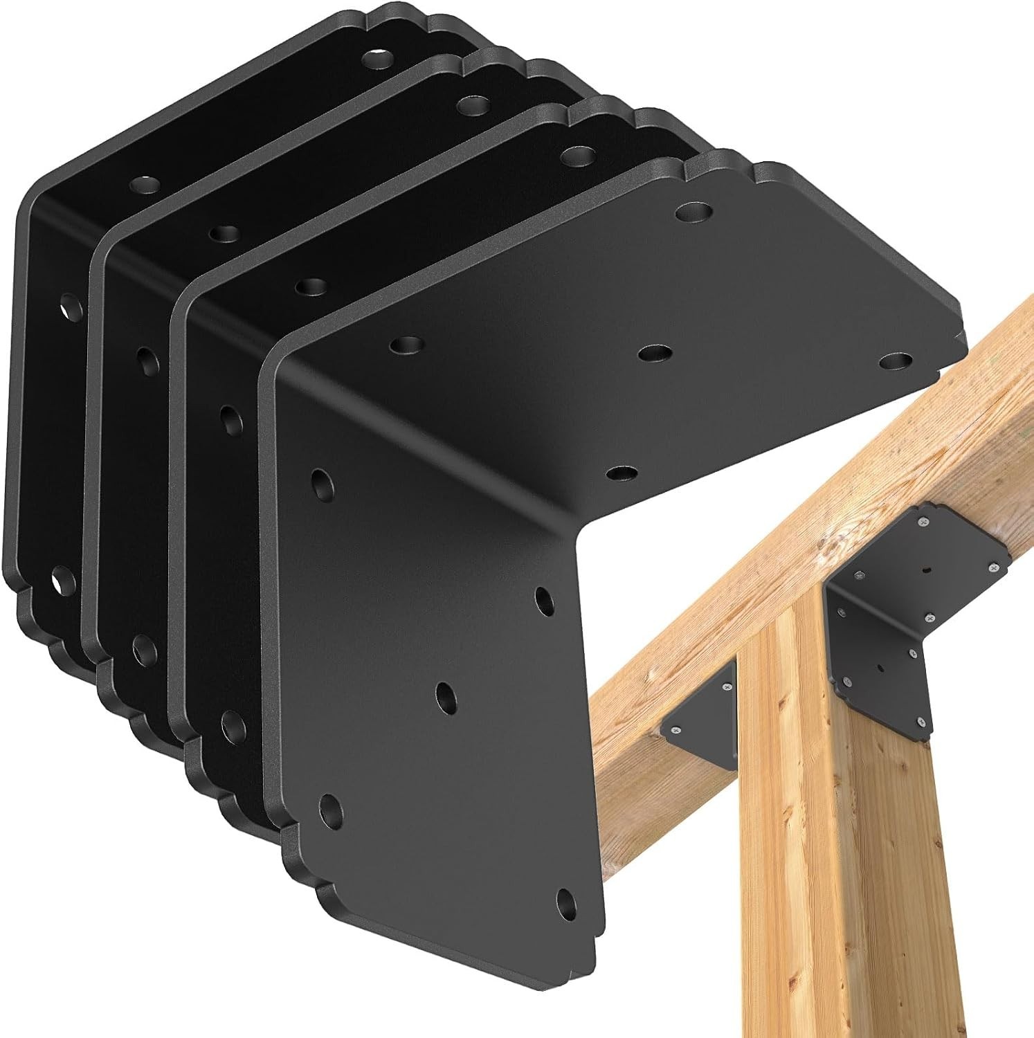 4x4x3.5 Pergola Brackets,Heavy Duty L Bracket for Wood (4PCS)