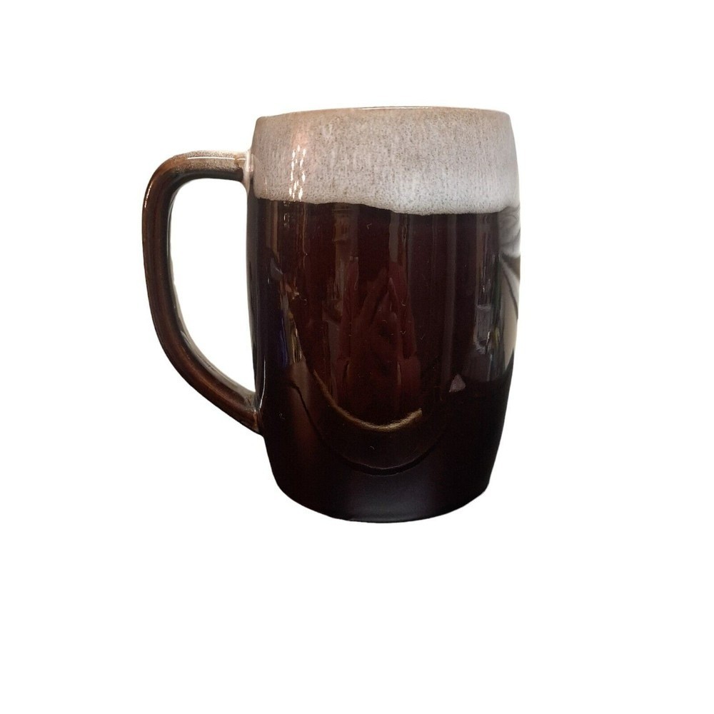 Vintage Brown Drip Glaze Coffee Mug Cup Japan MCM 1970\'S