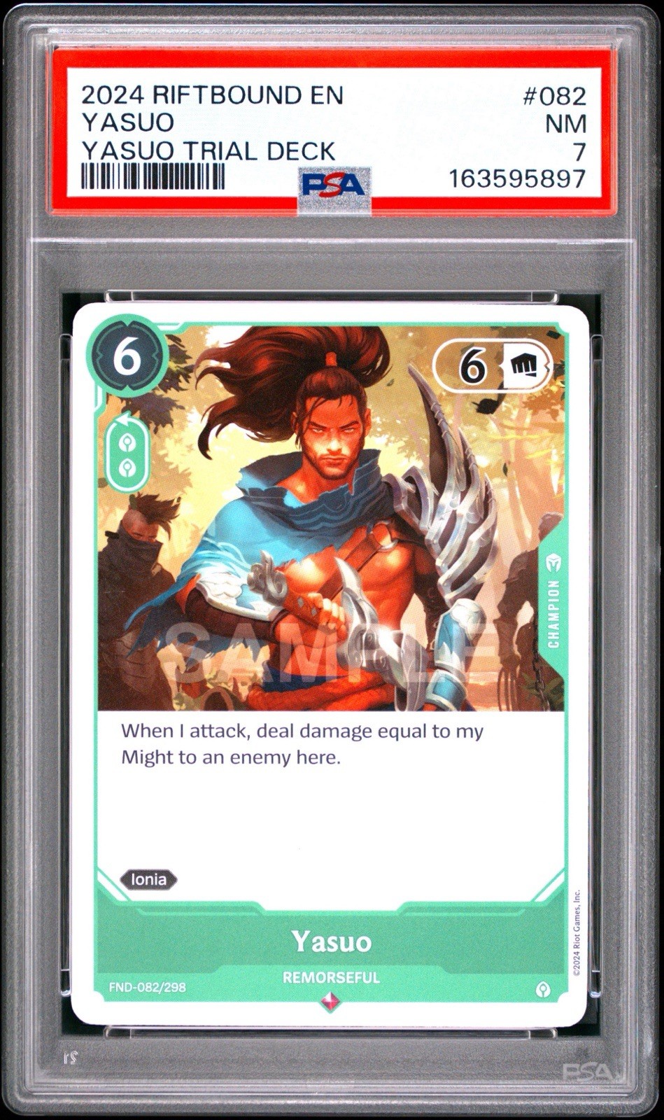 2024 RIFTBOUND, YASUO TRIAL DECK YASUO - REMORSEFUL PSA 7, Project K English