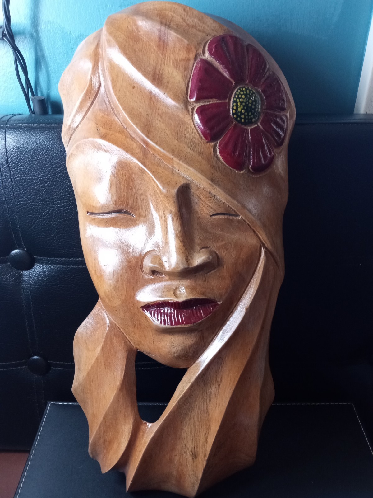 Vintage Folk Art Wood Carving Of Piece full Woman Hand Carved 1950-1970