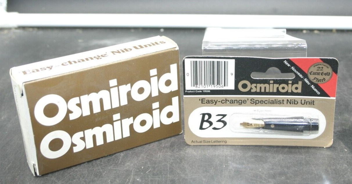 Osmiroid Pen Nib B3 Unit Easy-Change 22 Carat Gold Plating New Old Stock Sealed