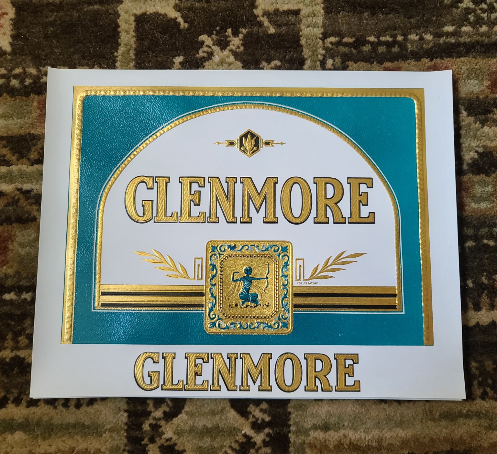 Lot 20 pcs Antique Glenmore Cigar Box Labels Unused Embossed Foiled Vtg 