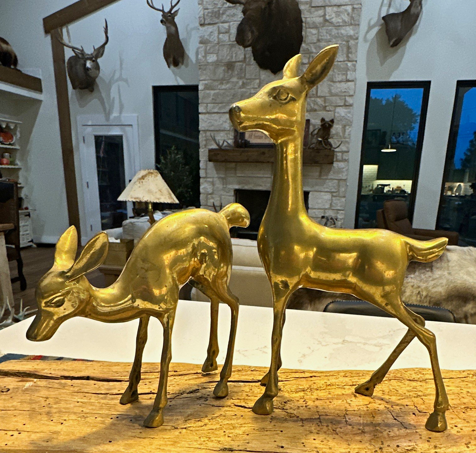 Brass pair Deer Figurines Animals Theme Adults Decor