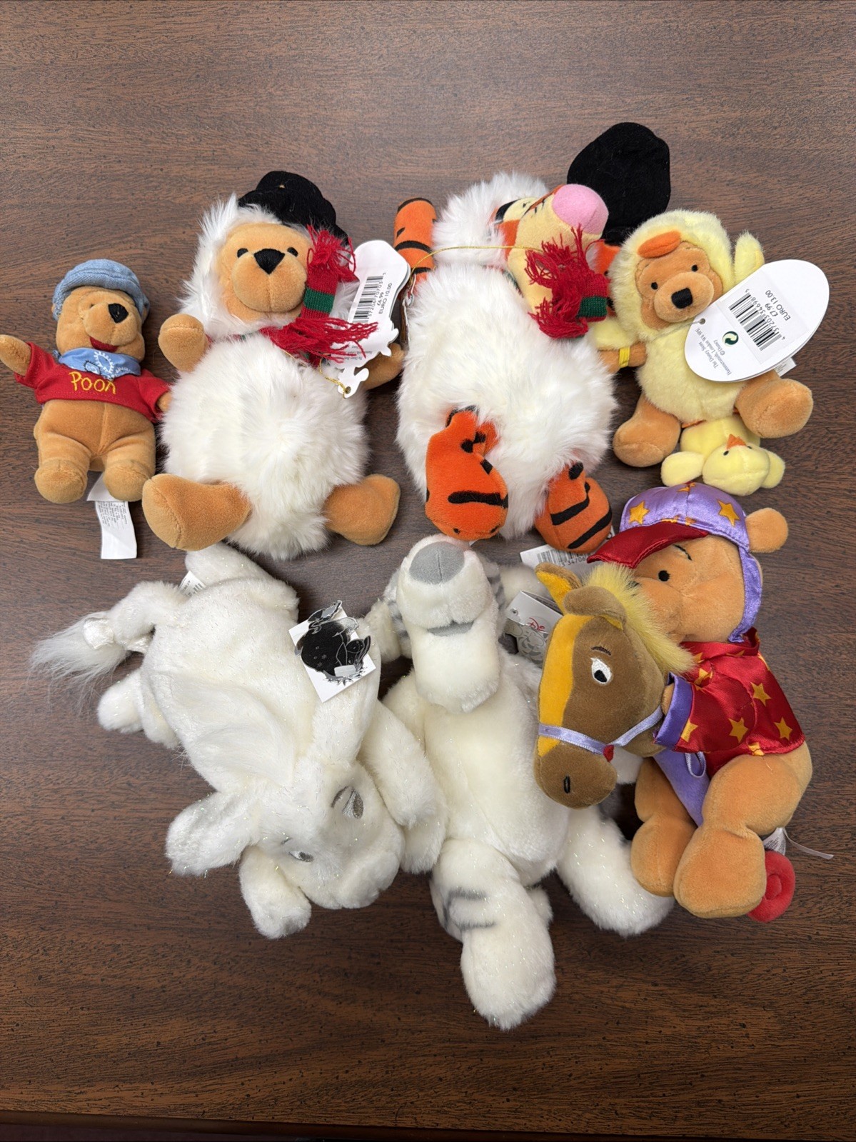 Lot 7 Rare Winnie The Pooh Disney Store Mini Bean Bag Plush Beanie  Tigger NWT