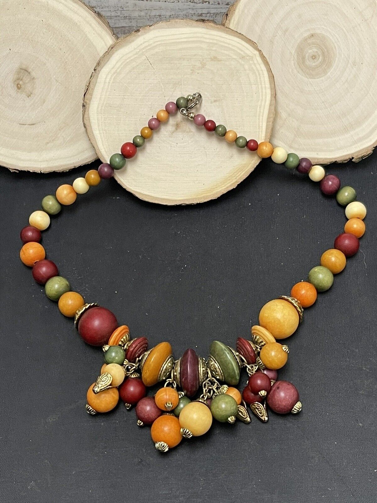 Vintage African Berber Morocan Necklace Resin Beads Womens Jewelry
