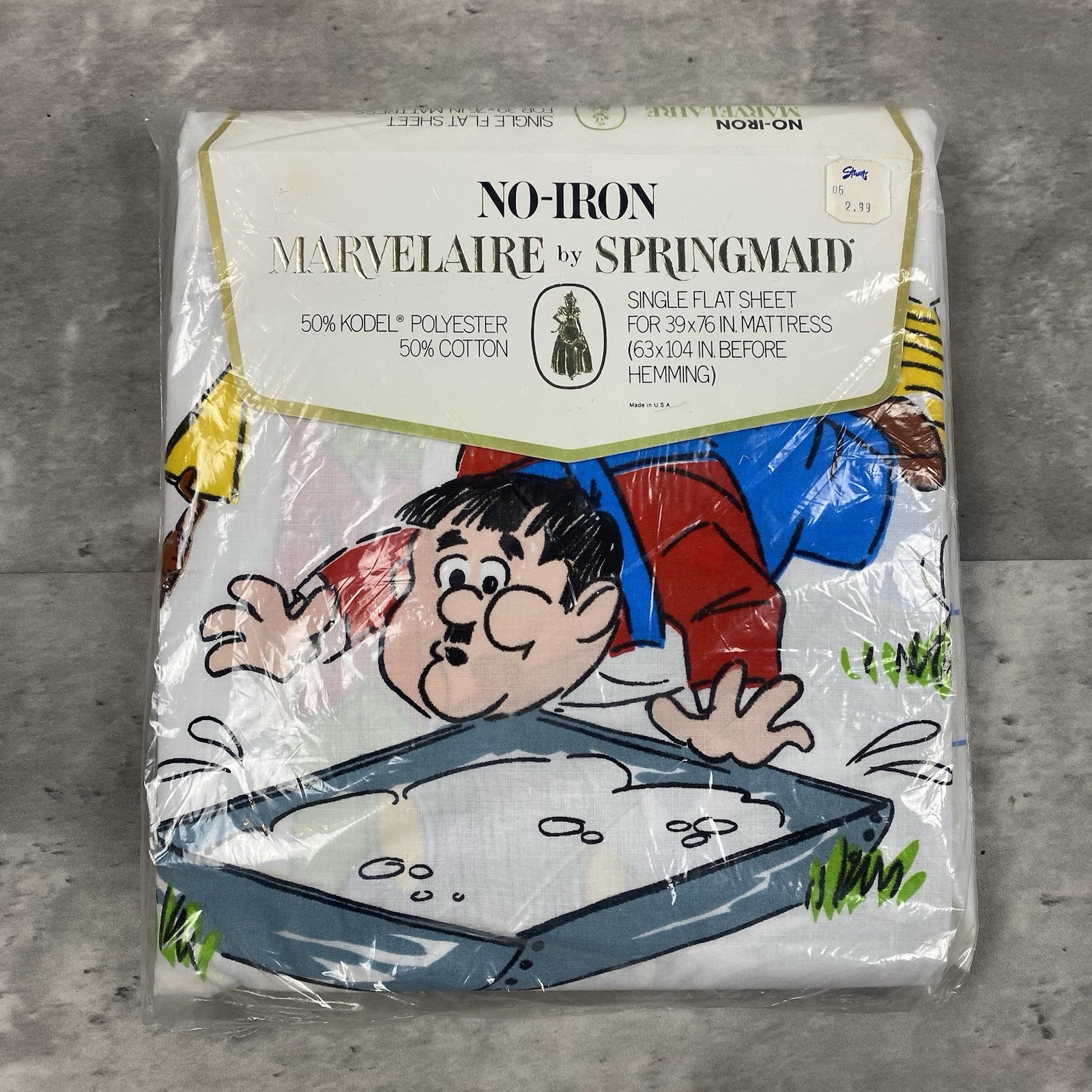 vintage LAUREL AND HARDY Single Flat Sheet bed sheet Marvelaire by Springmaid