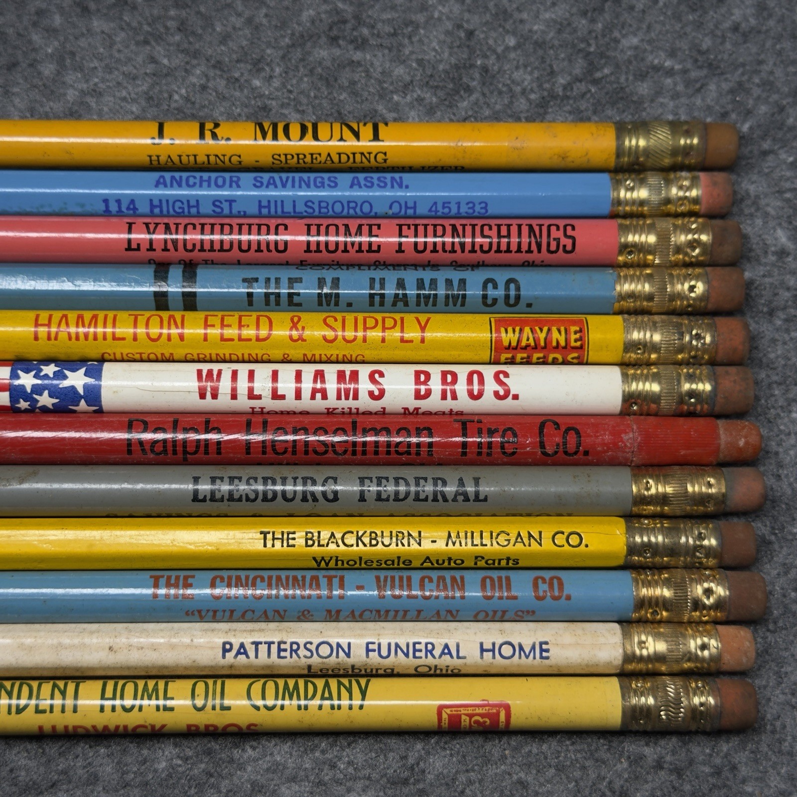 Lot of 12 Vintage Advertising Pencils Mixed Local Businesses Rare