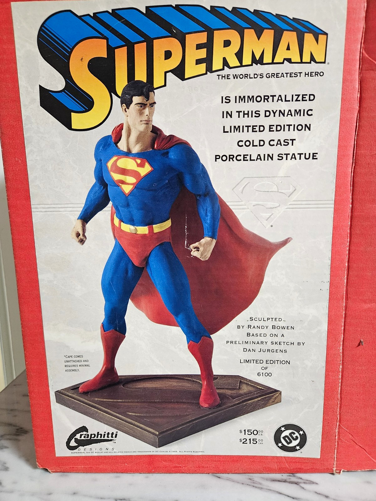 Graphitti Designs Superman Limited Edition Cold Cast Porcelain Statue1/6100 Rare