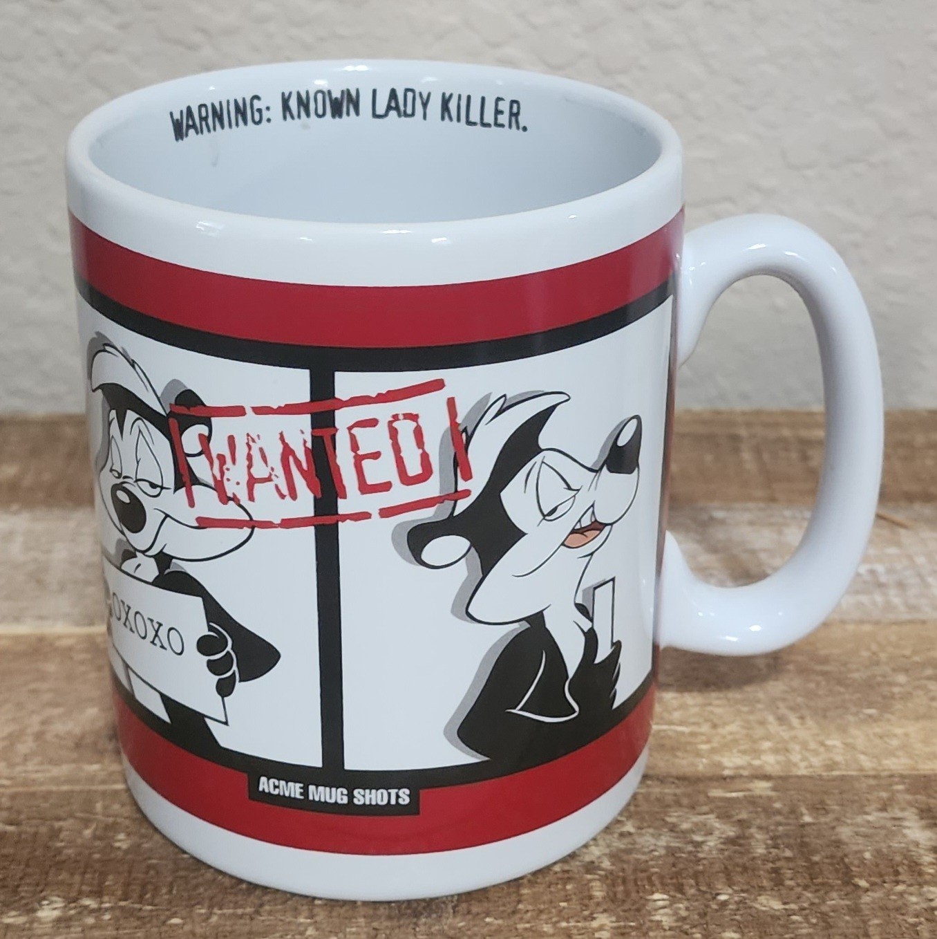 VINTAGE WARNER BROS. STUDIO STORE PEPE LE PEW JUMBO 30 OZ MUG SKUNK WANTED XOXOX